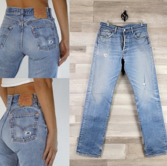 Levi's Denim - Levis 501 Straight Leg Button Fly High-Rise Distressed Jeans Size 31